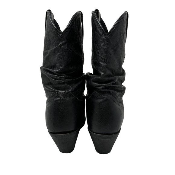 Shyanne Slouchy Western Cowboy Boot in Black Leather Silver Toe Tips Size 9 - Picture 7 of 16